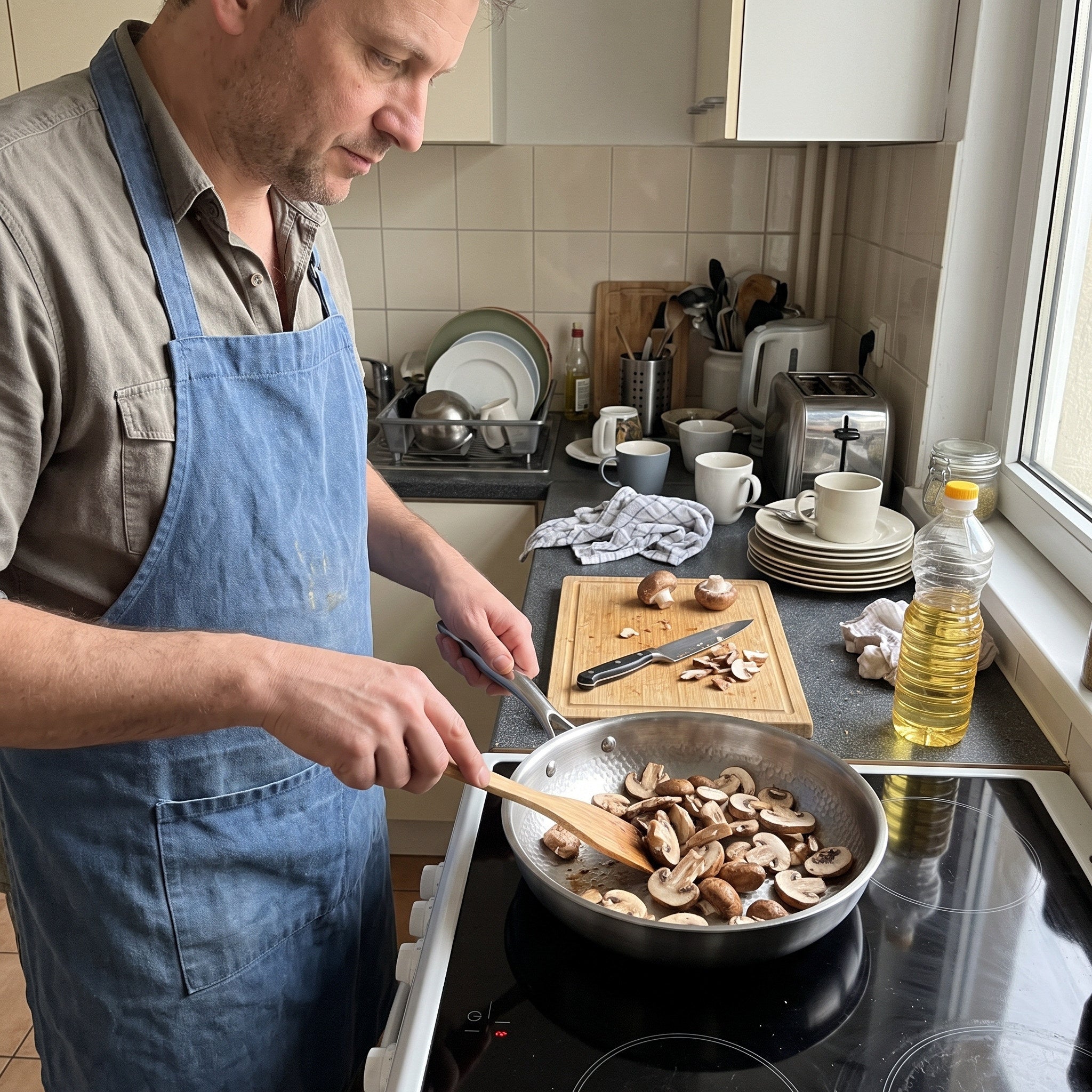 Vegetable cooking in a different home kitchen